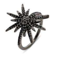 Пръстен от сребро с родиево покритие и циркон