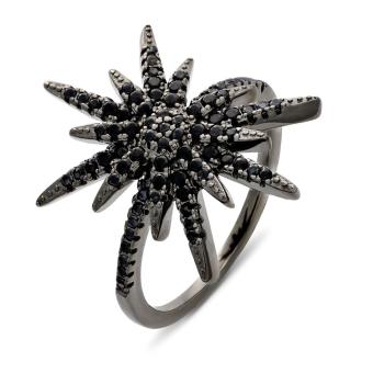 Пръстен от сребро с родиево покритие и циркон